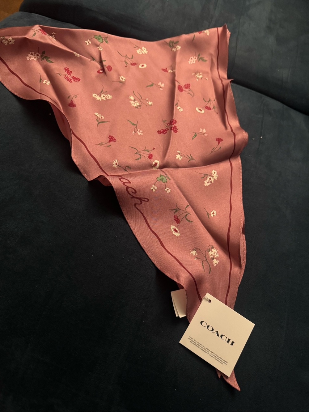 Coach Floral Silk Scarf - Dusty Rose